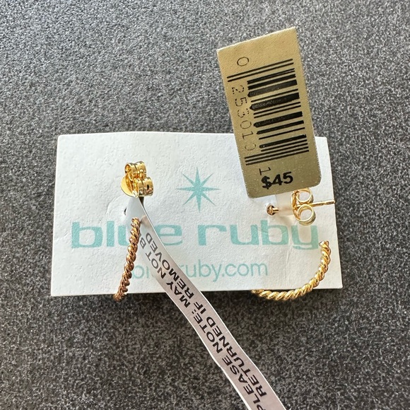 Blue Ruby twisted 12mm hoops - Picture 3 of 3